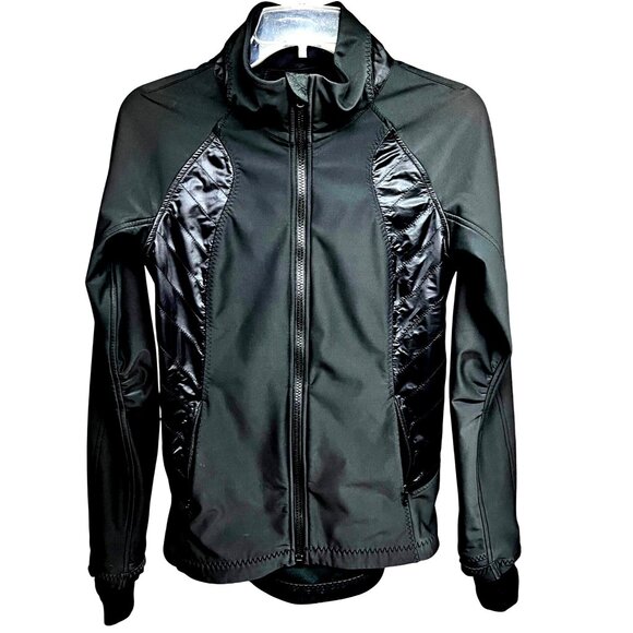 Lululemon Wind Runner Softshell Zip Up Black Athletic Jacket Pockets Sz 6 Logo - Picture 4 of 12